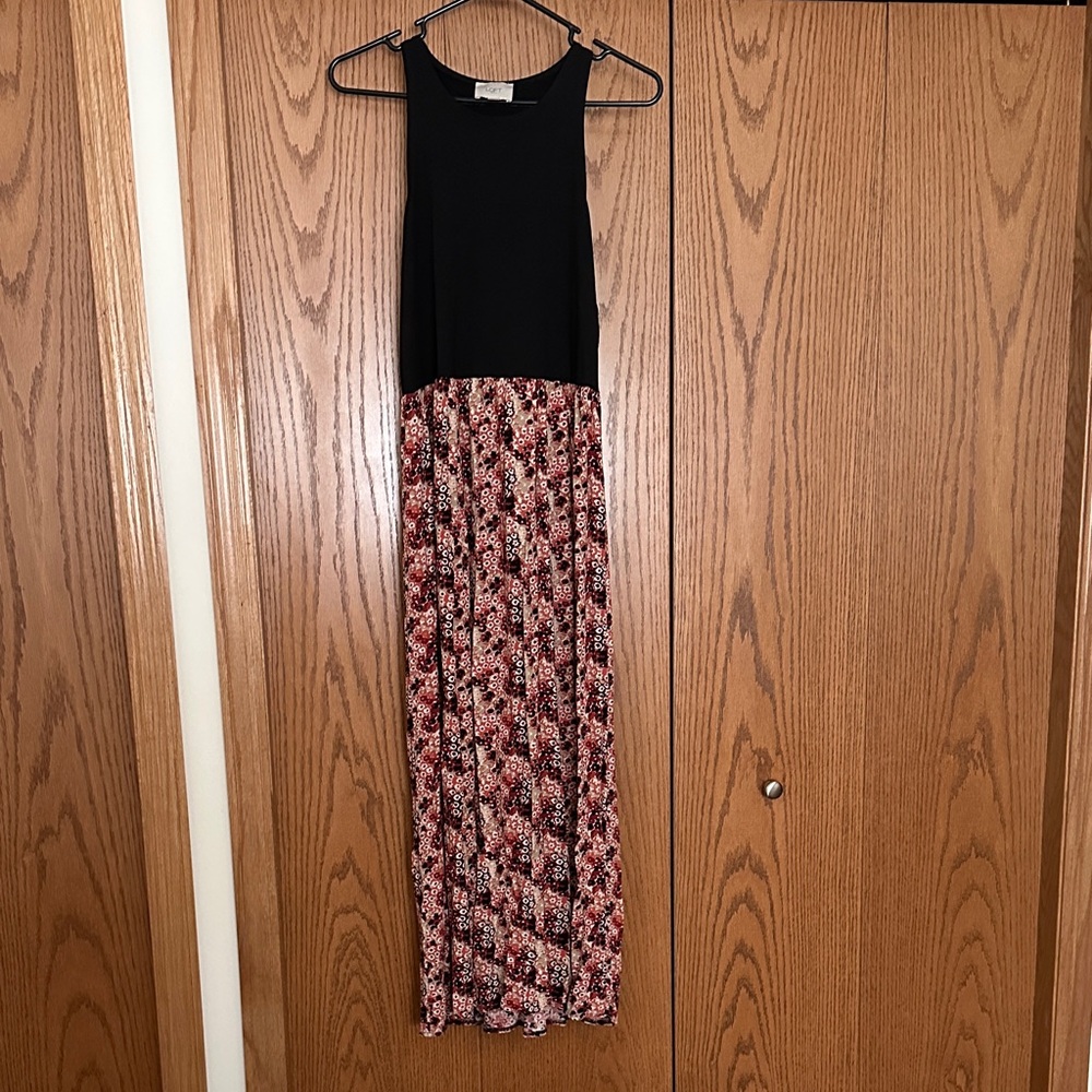 LOFT Black and Red Floral Dress